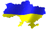 Official Flag of Ukraine with Country Outline